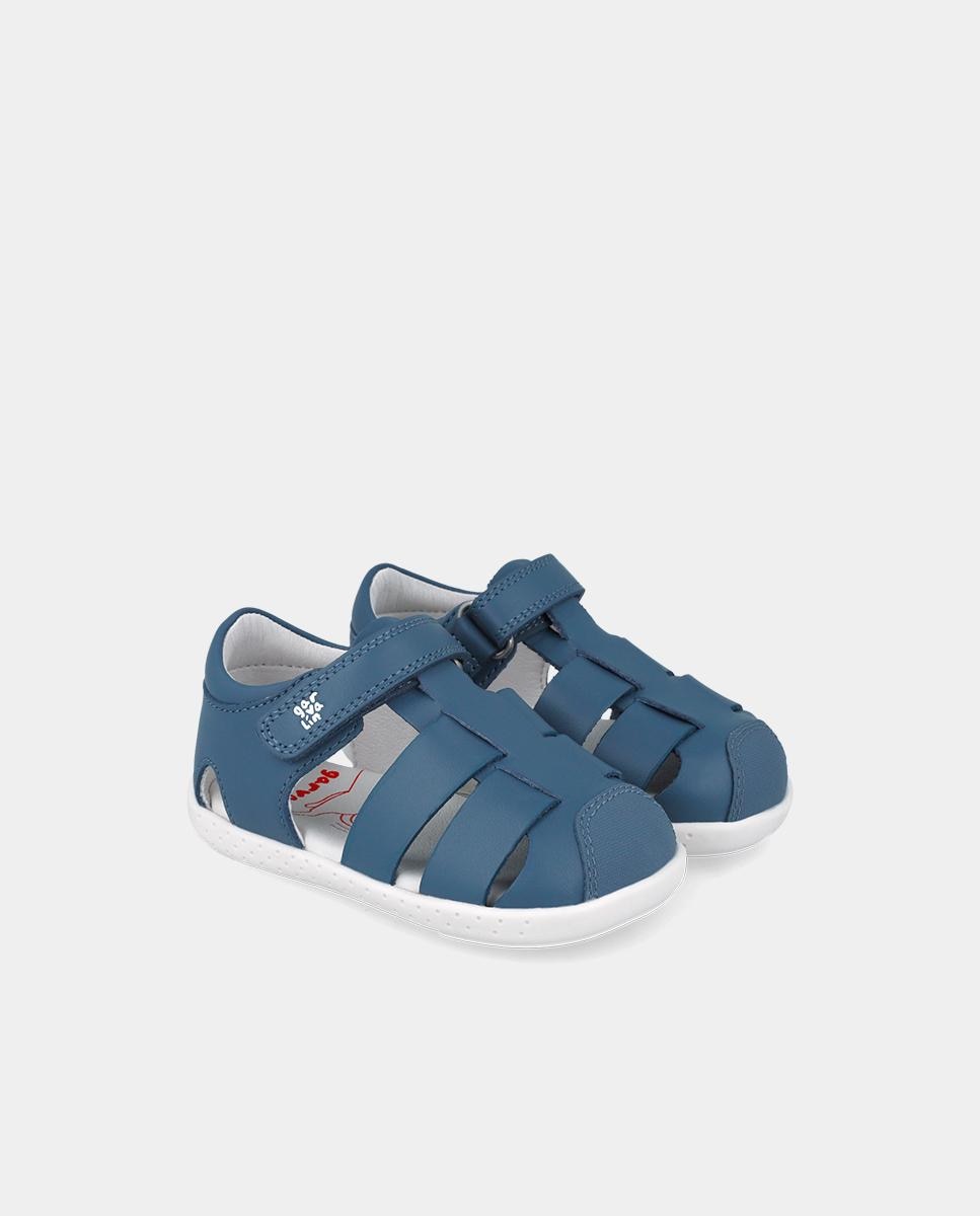 Sandálias Fechadas Infantil Respeituosas com o Crescimento Do Pé e Velcro Garvalín Azul-2