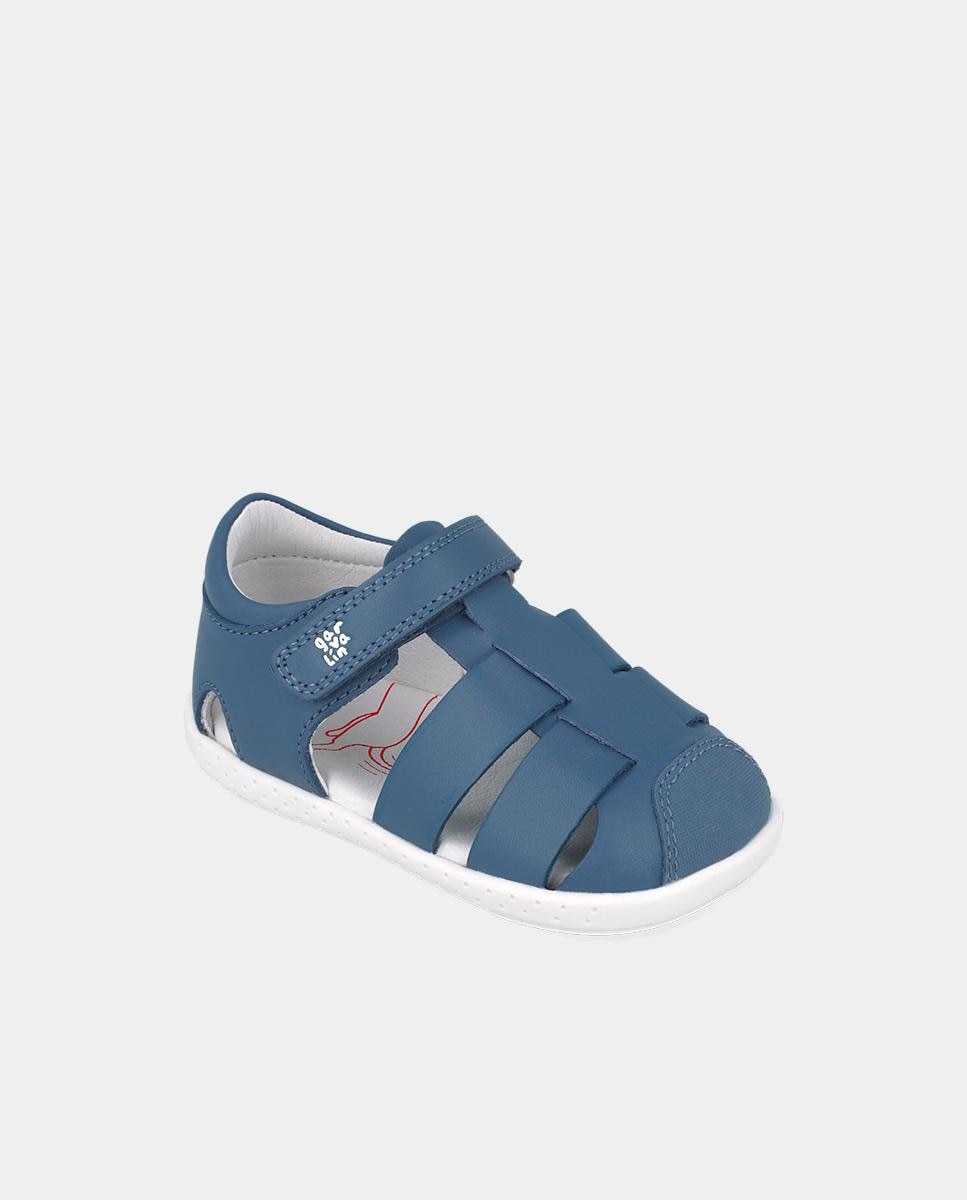 Sandálias Fechadas Infantil Respeituosas com o Crescimento Do Pé e Velcro Garvalín Azul-4