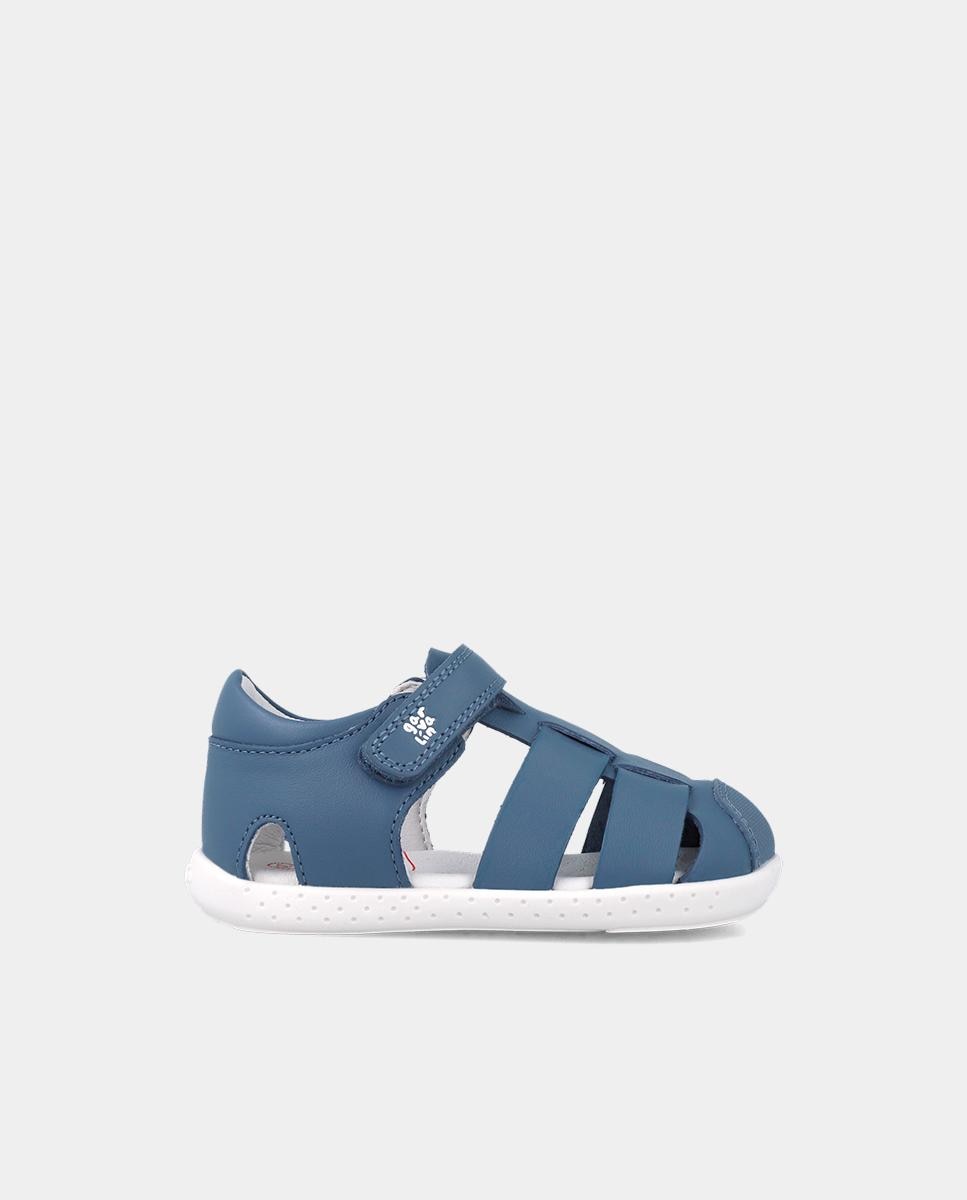 Sandálias Fechadas Infantil Respeituosas com o Crescimento Do Pé e Velcro Garvalín Azul-1