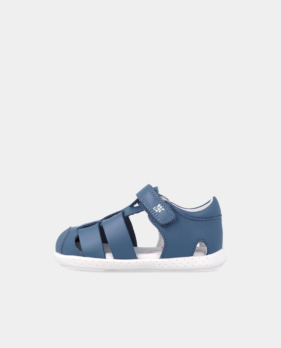 Sandálias Fechadas Infantil Respeituosas com o Crescimento Do Pé e Velcro Garvalín Azul-6