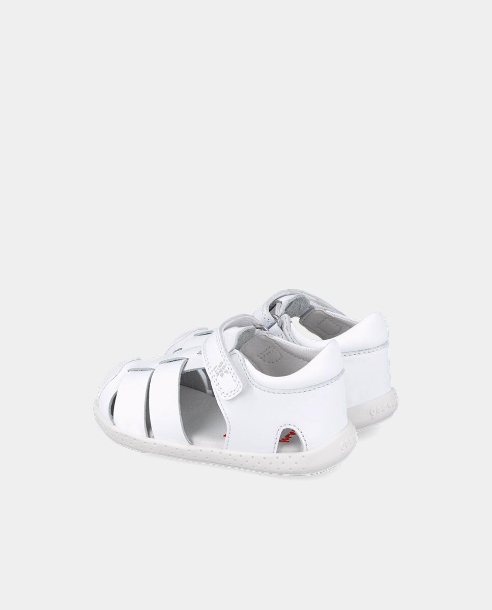 Sandálias Fechadas Infantil Respeituosas com o Crescimento Do Pé e Velcro Branco-5