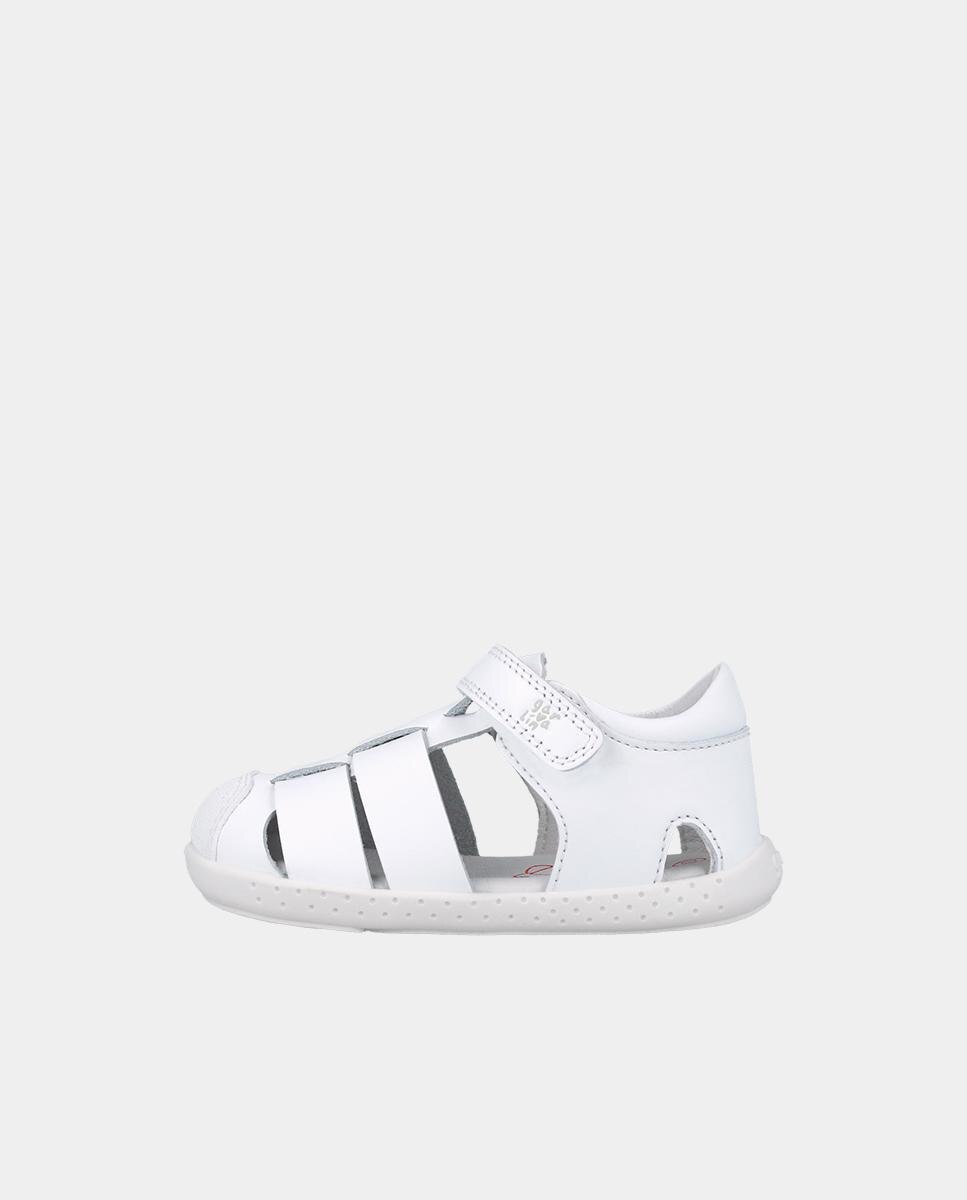 Sandálias Fechadas Infantil Respeituosas com o Crescimento Do Pé e Velcro Branco-6