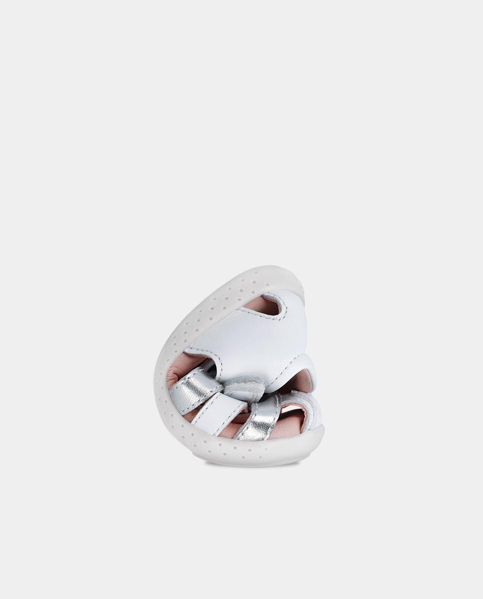 Sandálias Fechadas Infantil de Pele Realizadas com Materiais Respeitosos e Minimalistas Garvalín Branco / Prata / Rosa-3