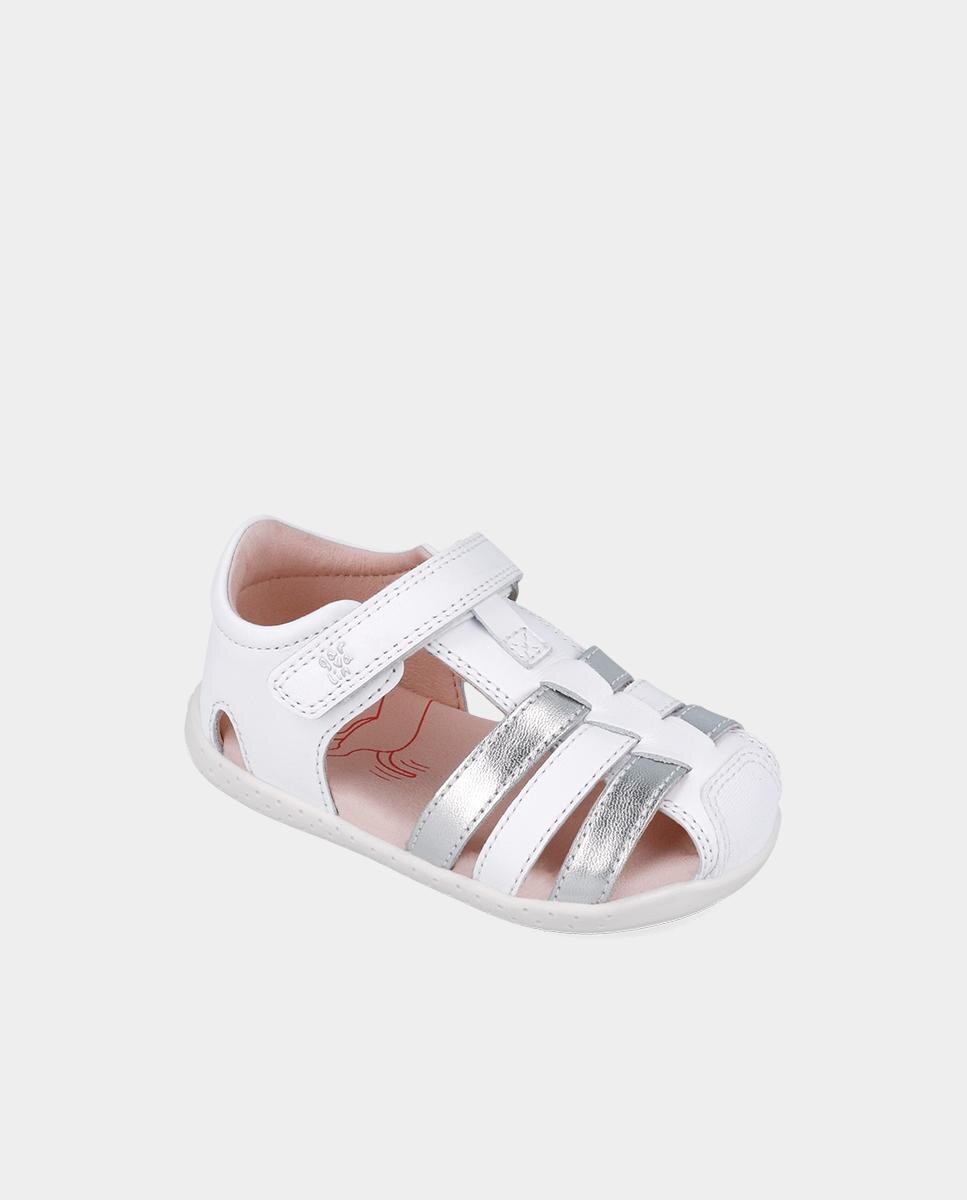 Sandálias Fechadas Infantil de Pele Realizadas com Materiais Respeitosos e Minimalistas Garvalín Branco / Prata / Rosa-4