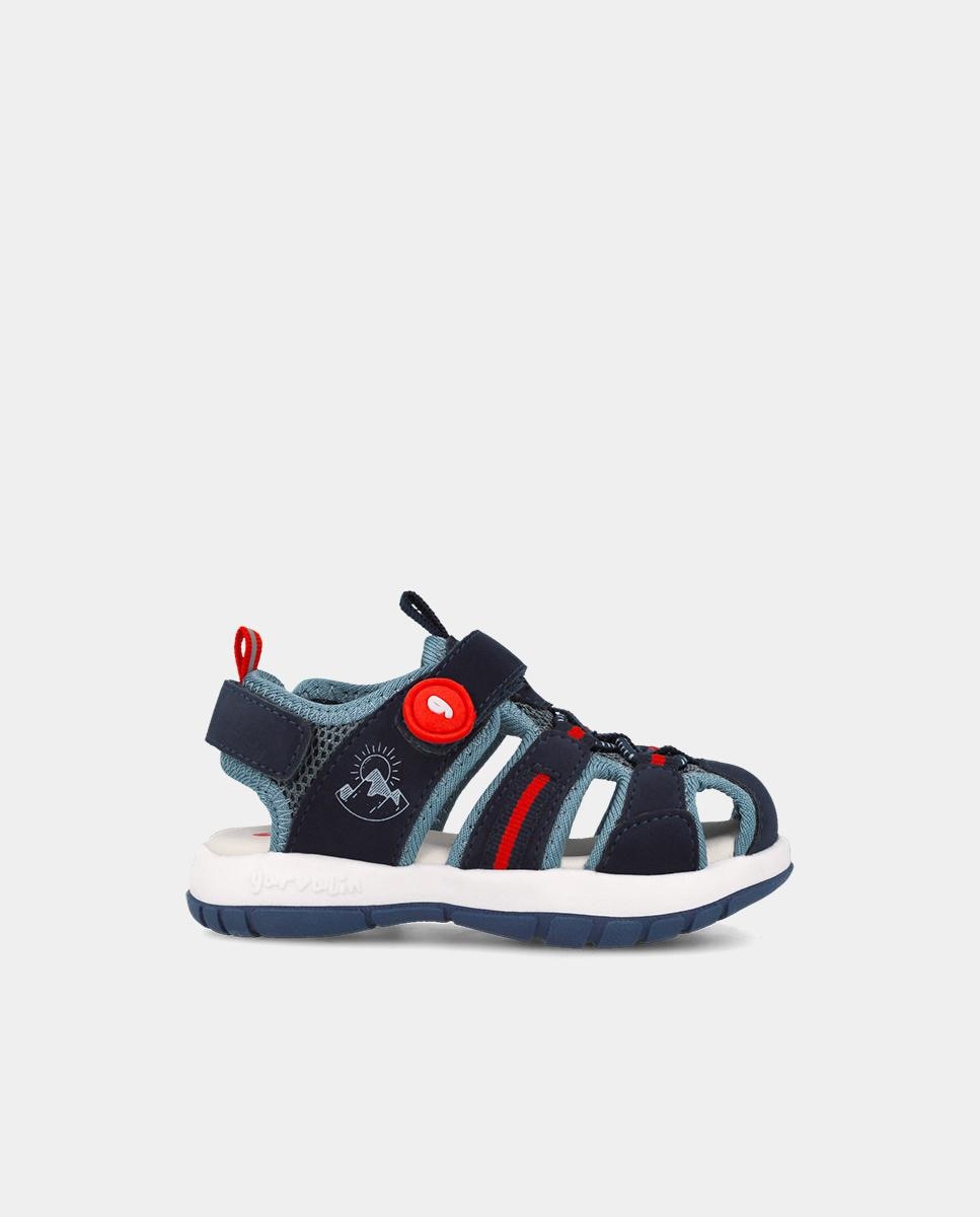 Sandálias Fechadas Infantil com Velcro Garvalín Azul-marinho / Rosa-1