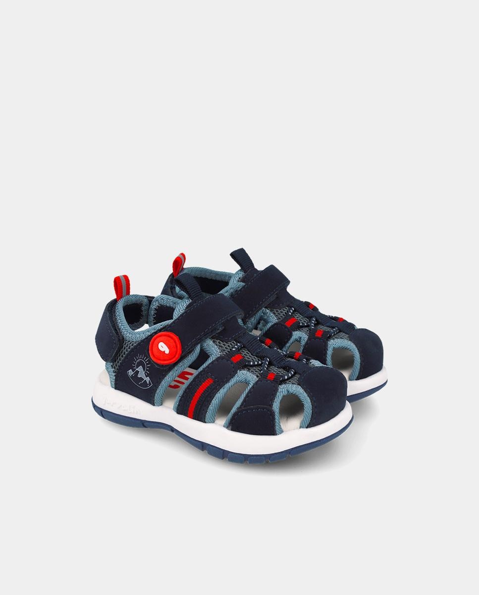 Sandálias Fechadas Infantil com Velcro Garvalín Azul-marinho / Rosa-2