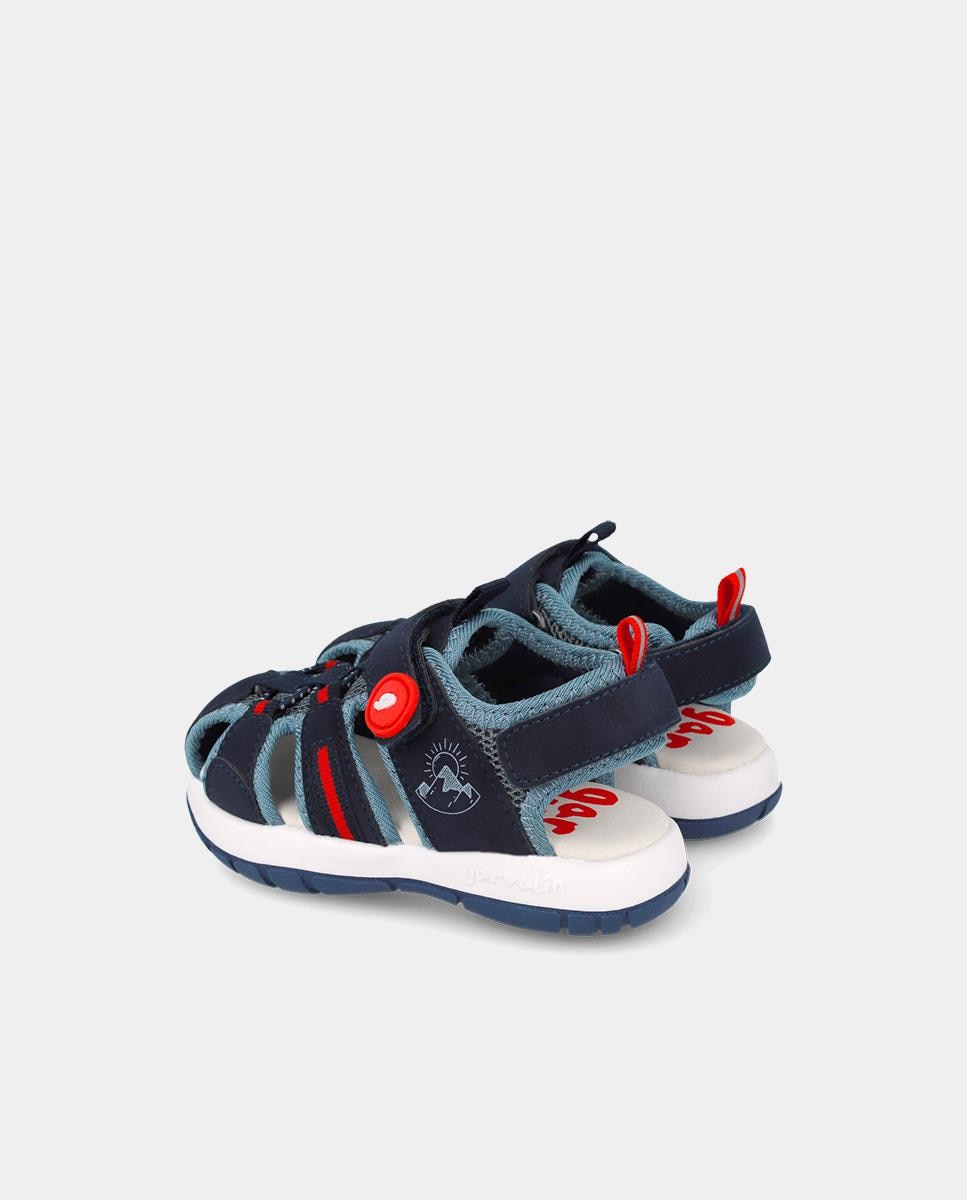 Sandálias Fechadas Infantil com Velcro Garvalín Azul-marinho / Rosa-3