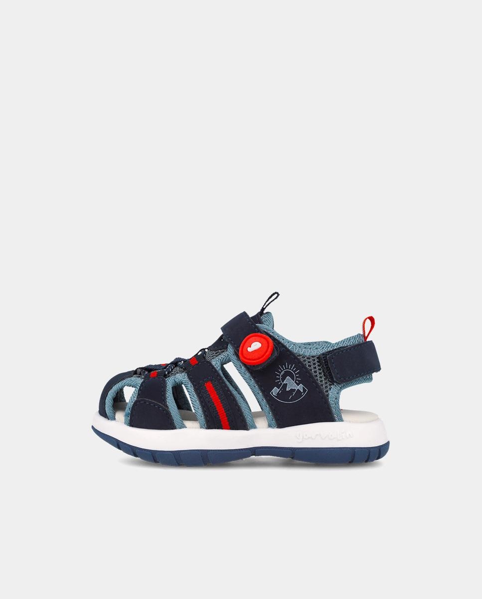 Sandálias Fechadas Infantil com Velcro Garvalín Azul-marinho / Rosa-4