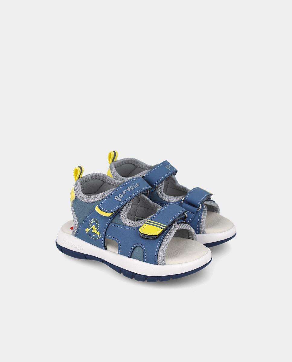 Sandálias Abertas Infantil Ideais para o Verão com Fecho Duplo Velcro Garvalín Azul / Amarelo-2