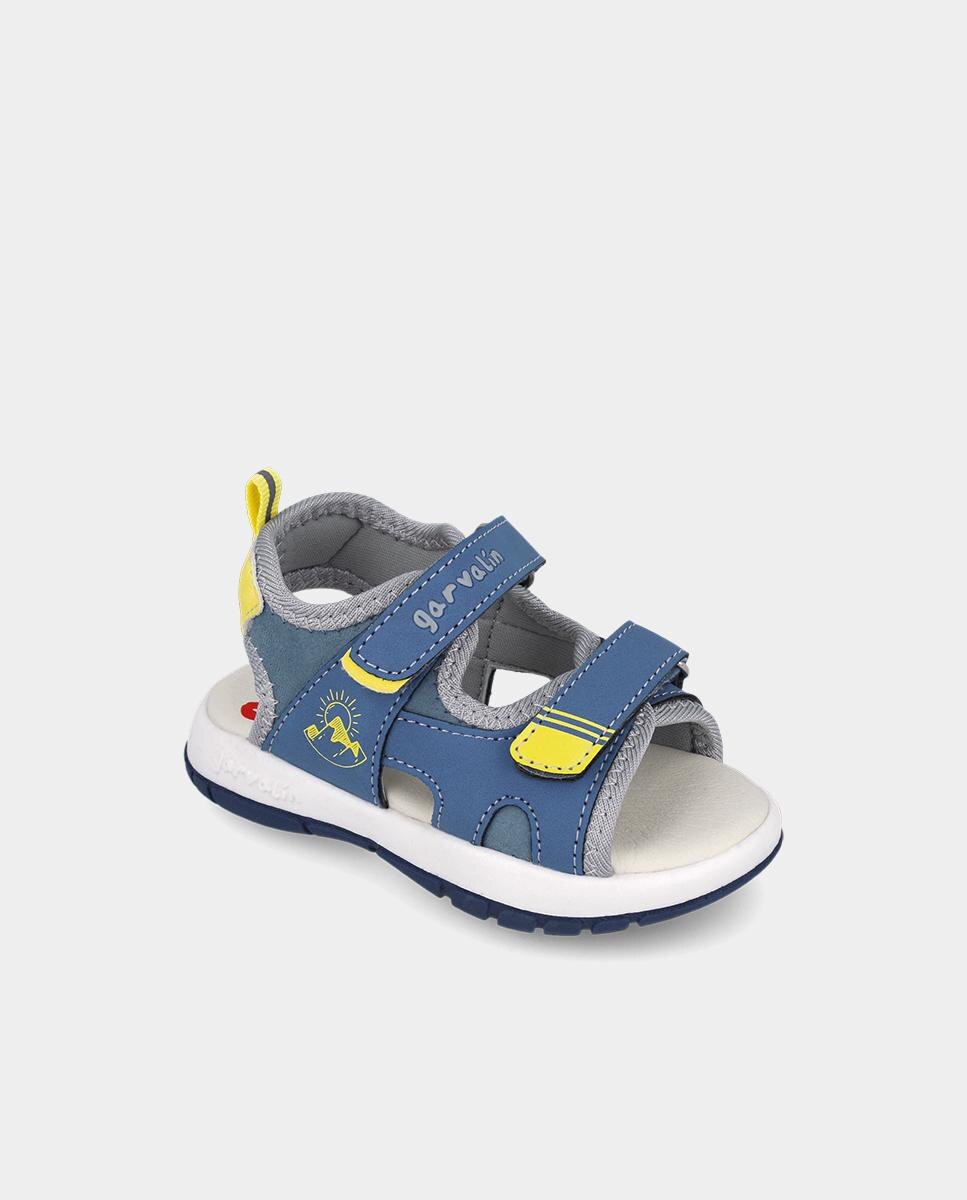 Sandálias Abertas Infantil Ideais para o Verão com Fecho Duplo Velcro Garvalín Azul / Amarelo-4