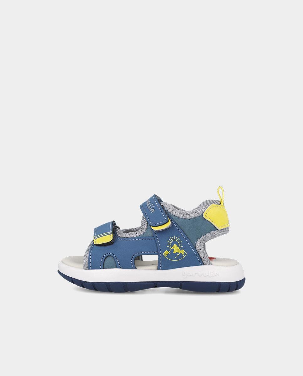 Sandálias Abertas Infantil Ideais para o Verão com Fecho Duplo Velcro Garvalín Azul / Amarelo-5