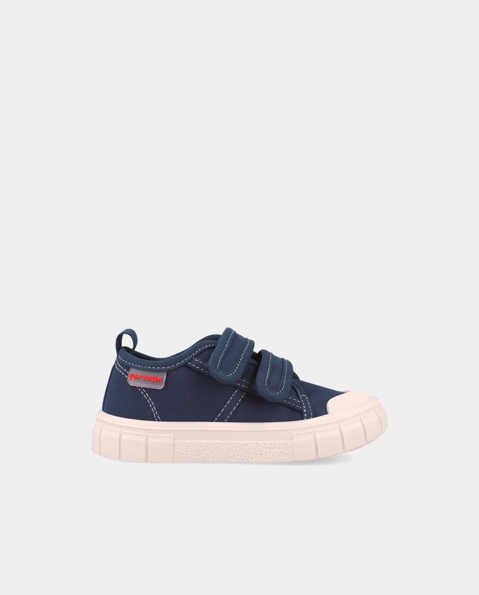 Sapatilhas de Lona Respeitosas com o Crescimento Do Pé Infantil com Velcro Garvalín Azul-marinho-1