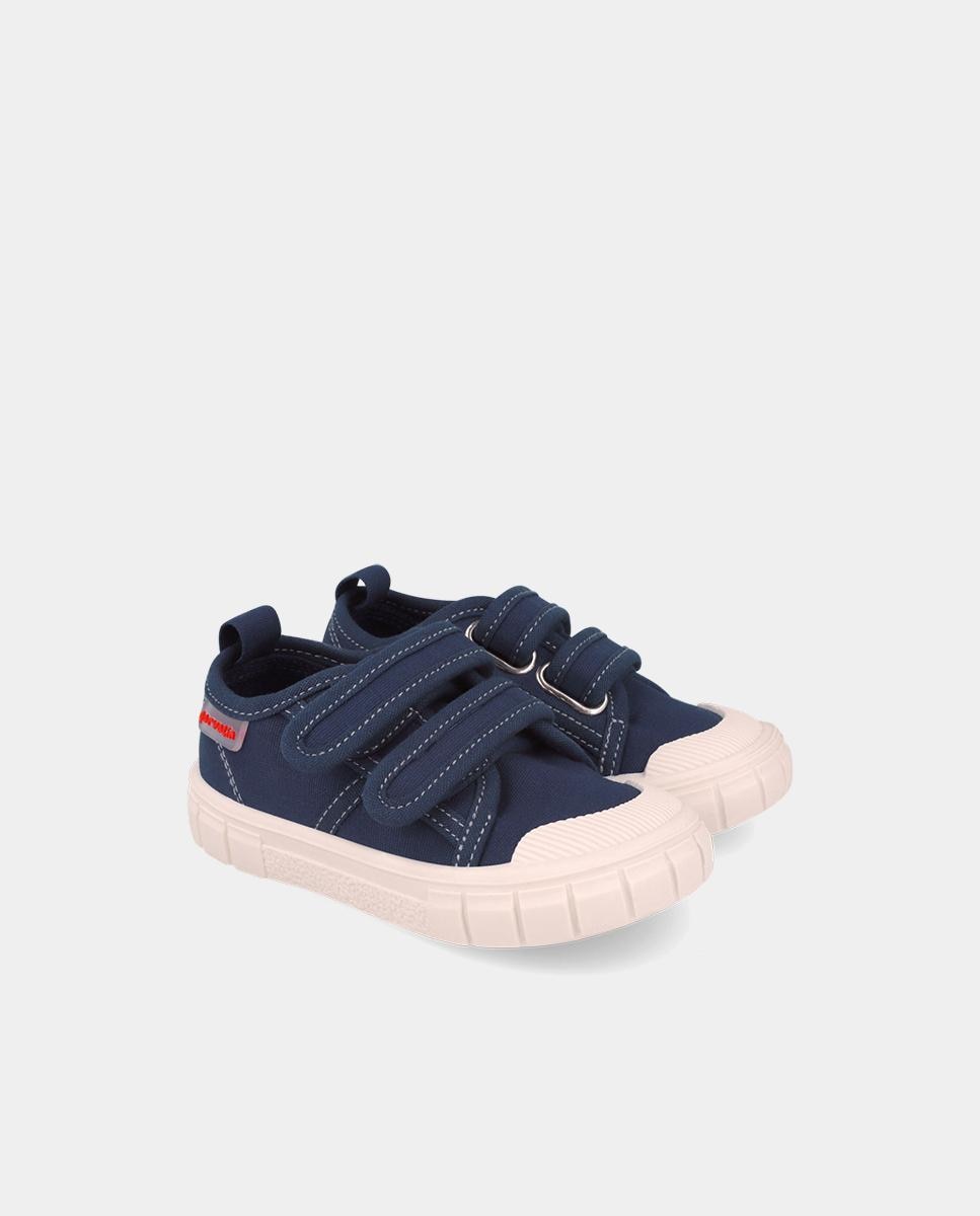 Sapatilhas de Lona Respeitosas com o Crescimento Do Pé Infantil com Velcro Garvalín Azul-marinho-2