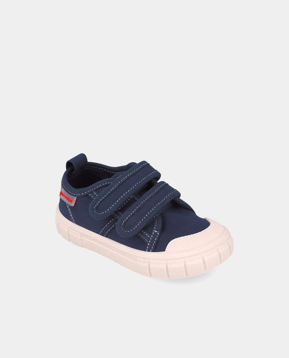 Sapatilhas de Lona Respeitosas com o Crescimento Do Pé Infantil com Velcro Azul-marinho-4