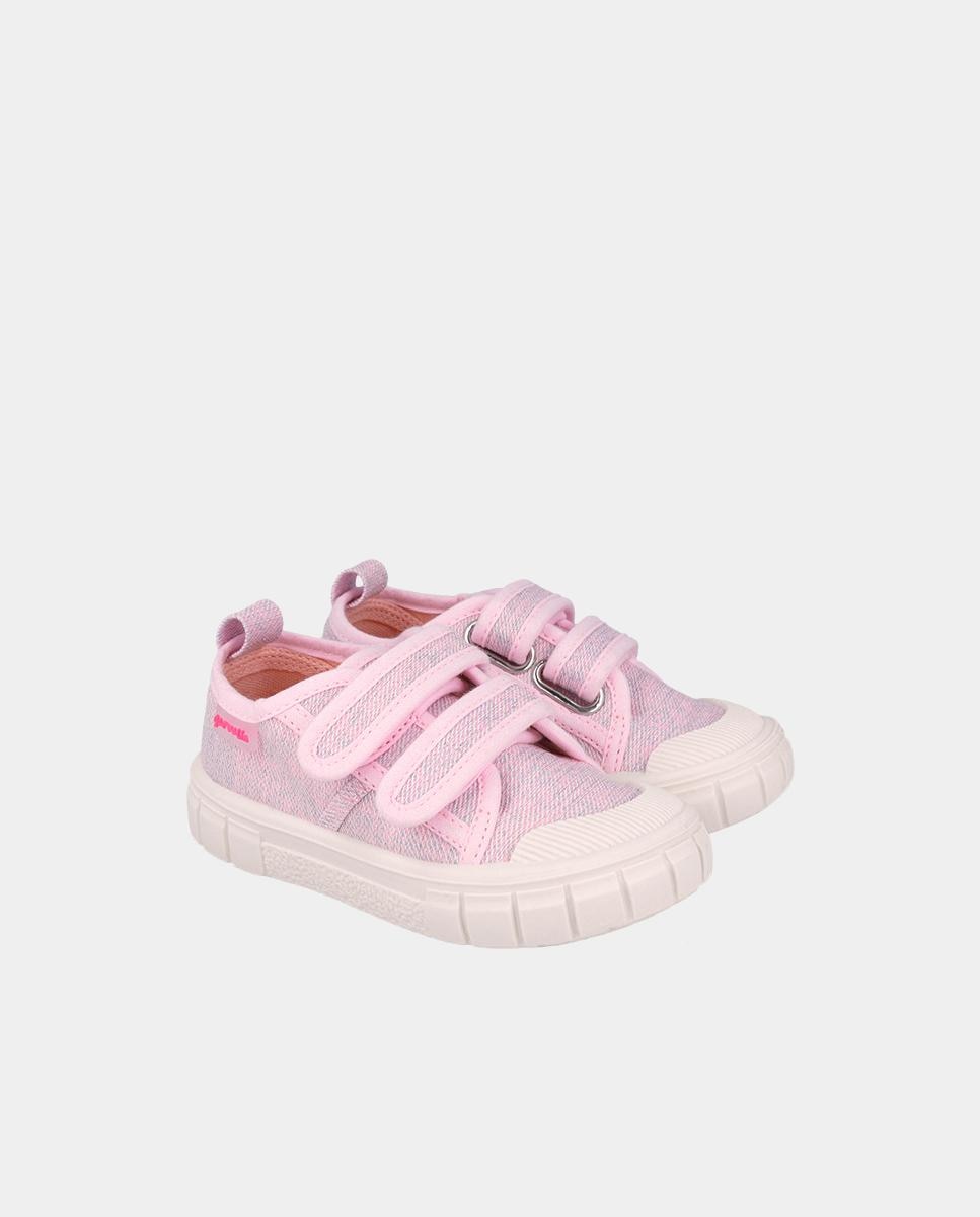 Sapatilhas de Lona Respeitosas com o Crescimento Do Pé com Velcro Garvalín Rosa-claro-2