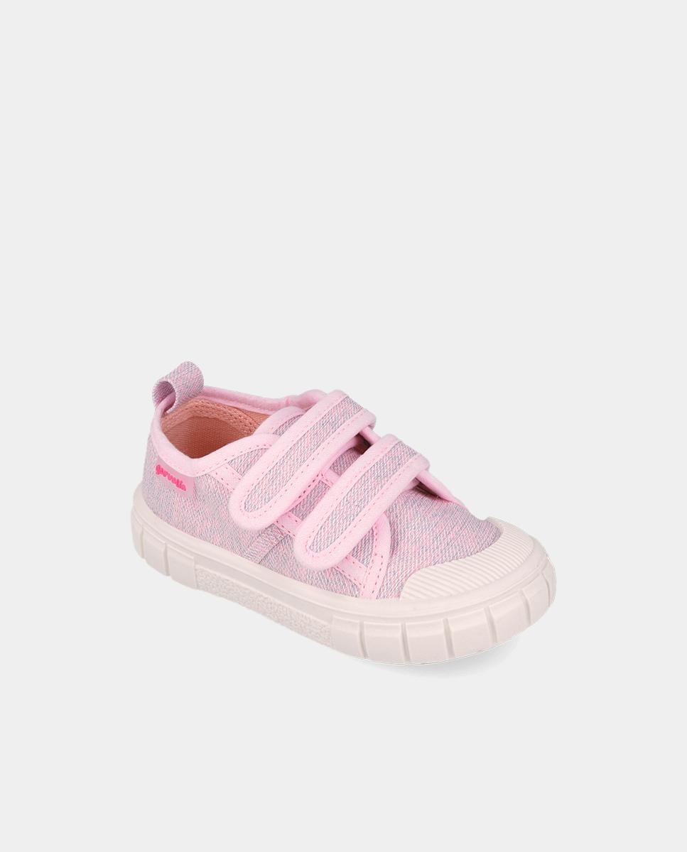 Sapatilhas de Lona Respeitosas com o Crescimento Do Pé com Velcro Garvalín Rosa-claro-4