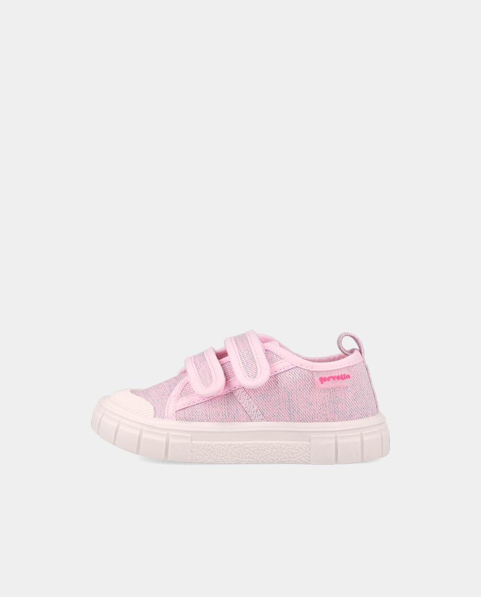 Sapatilhas de Lona Respeitosas com o Crescimento Do Pé com Velcro Garvalín Rosa-claro-6