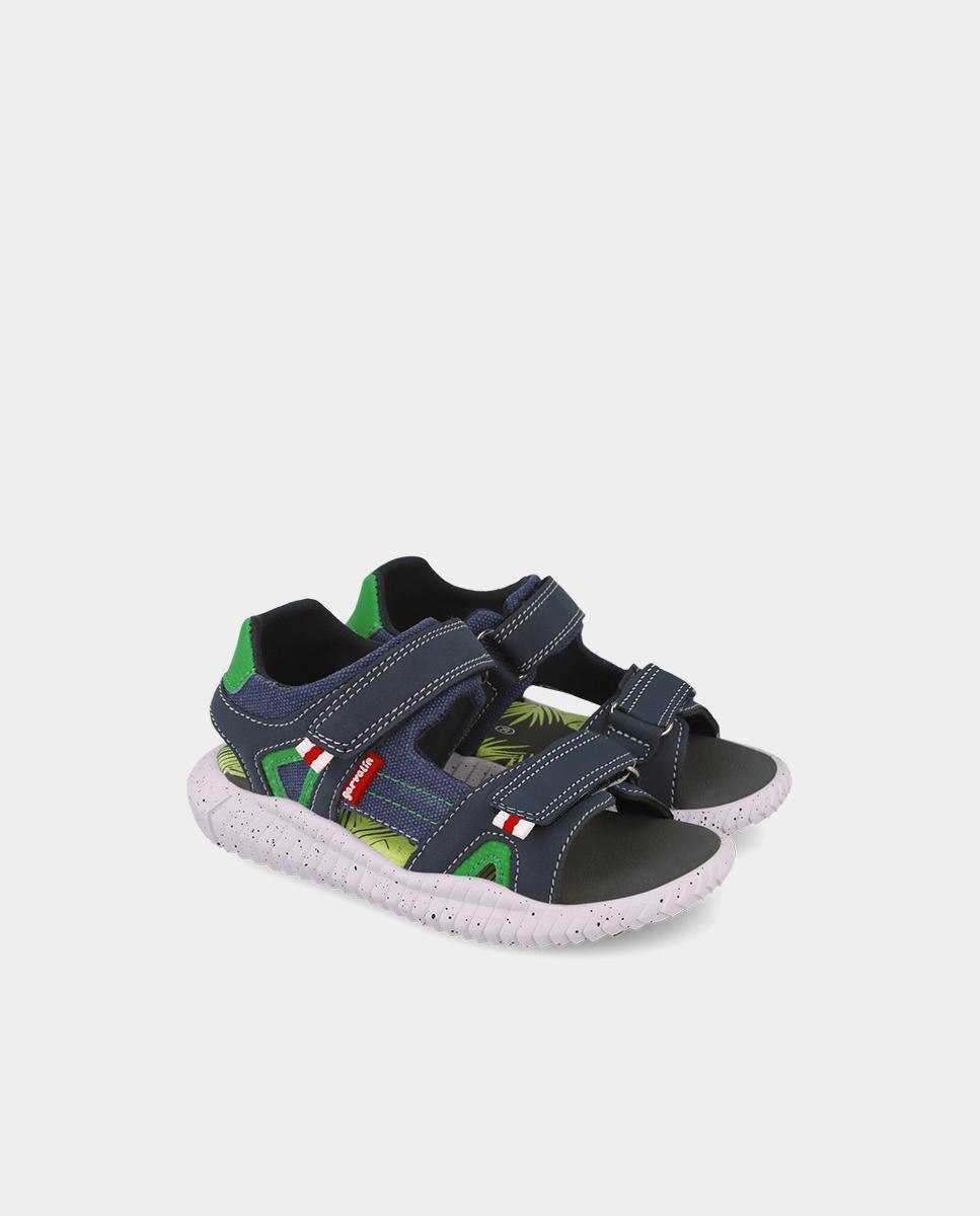 Sandálias Abertas Infantil Leves e Cómodas com Velcro Duplo Garvalín Azul-marinho-2