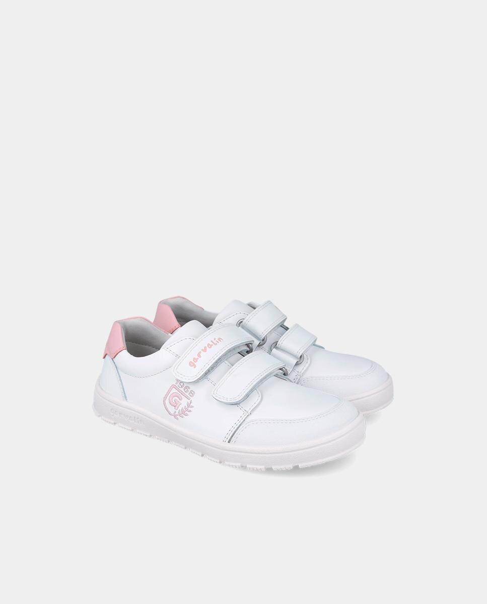 Sapatilhas de Luzes Infantil em Pele e Respeitosas com o Crescimento Natural Do Pé Garvalín Branco / Rosa-2