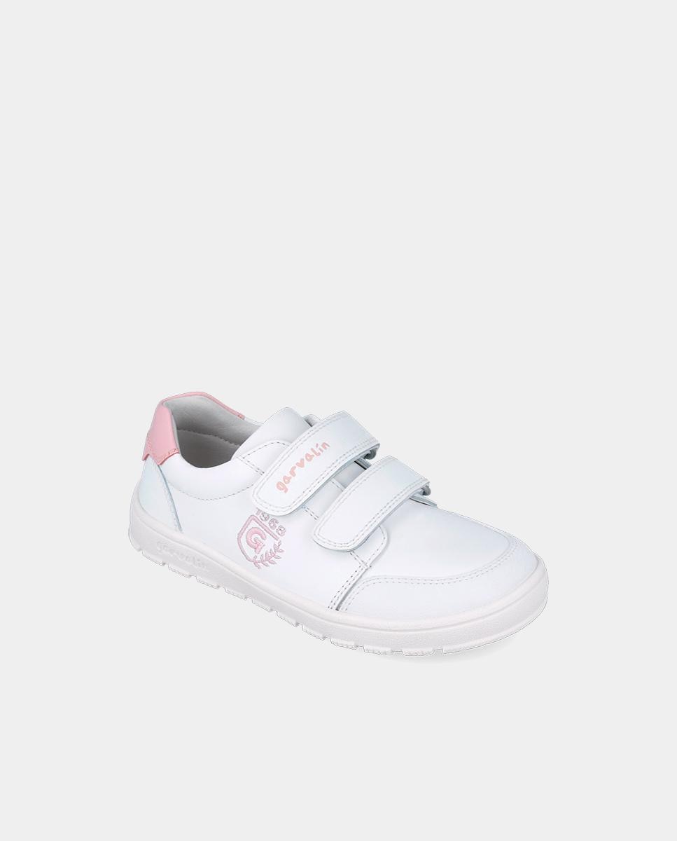 Sapatilhas de Luzes Infantil em Pele e Respeitosas com o Crescimento Natural Do Pé Garvalín Branco / Rosa-4