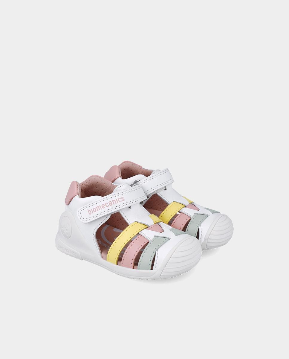 Sandálias Fechadas para Criança em Pele com Fecho de Velcro Biomecanics Multicolor-2