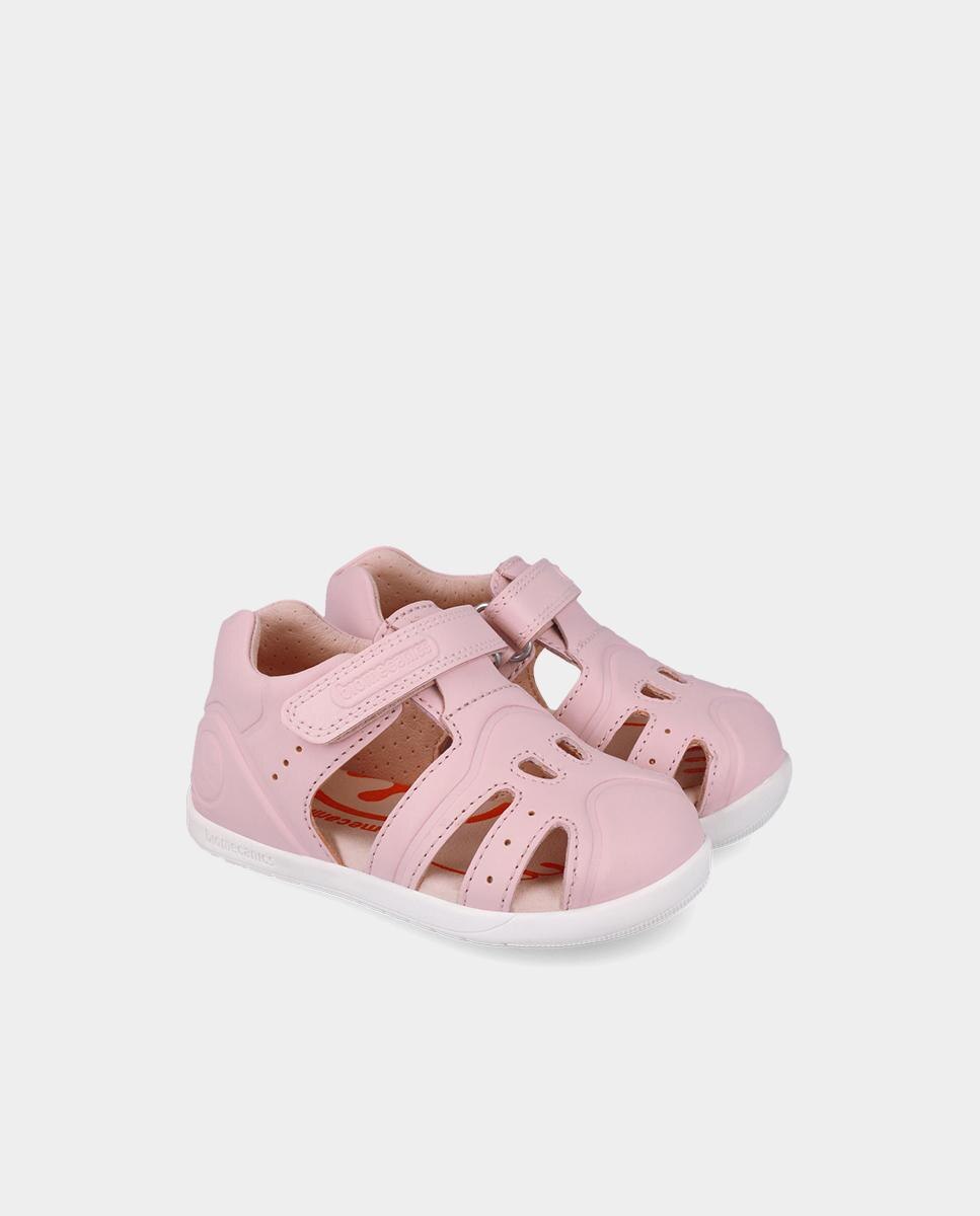 Sandálias Infantis Fechadas de Pele Fabricadas com Materiais Respeitosos e Minimalistas Biomecanics Rosa-2