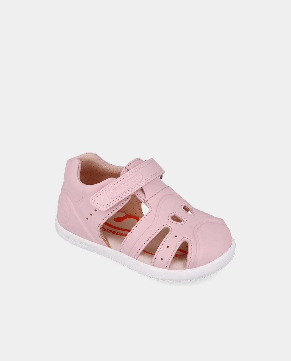 Sandálias Infantis Fechadas de Pele Fabricadas com Materiais Respeitosos e Minimalistas Biomecanics Rosa-4