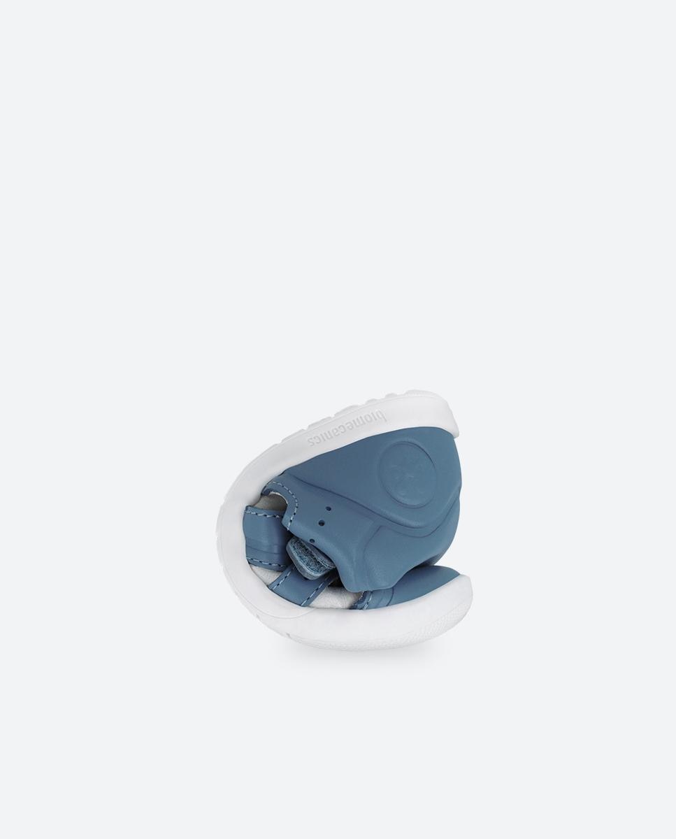 Sandálias Infantis Fechadas de Pele Fabricadas com Materiais Respeitosos e Minimalistas Biomecanics Azul-3