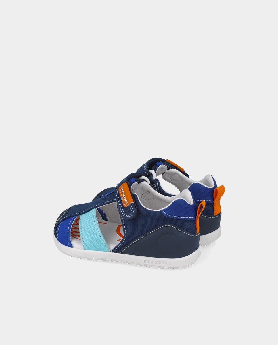 Sandálias Fechadas Infantis em Lona Fabricadas com Materiais Respeitosos e Minimalistas Biomecanics Azul-5