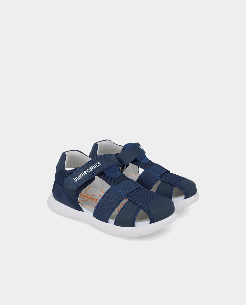 Sandálias Fechadas de Pele para Criança em Azul-Marinho Biomecanics Azul-2