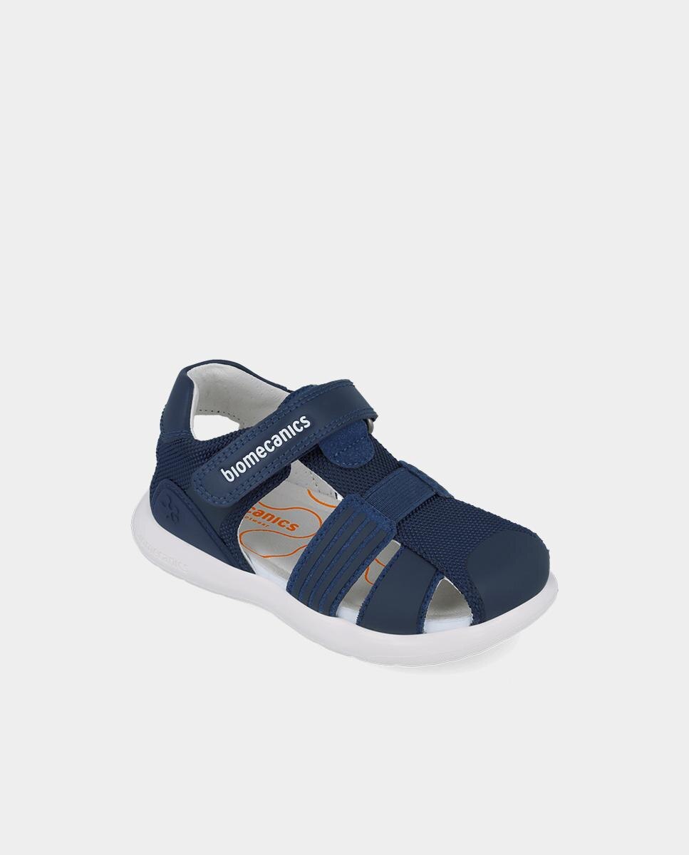 Sandálias Fechadas de Pele para Criança em Azul-Marinho Biomecanics Azul-4