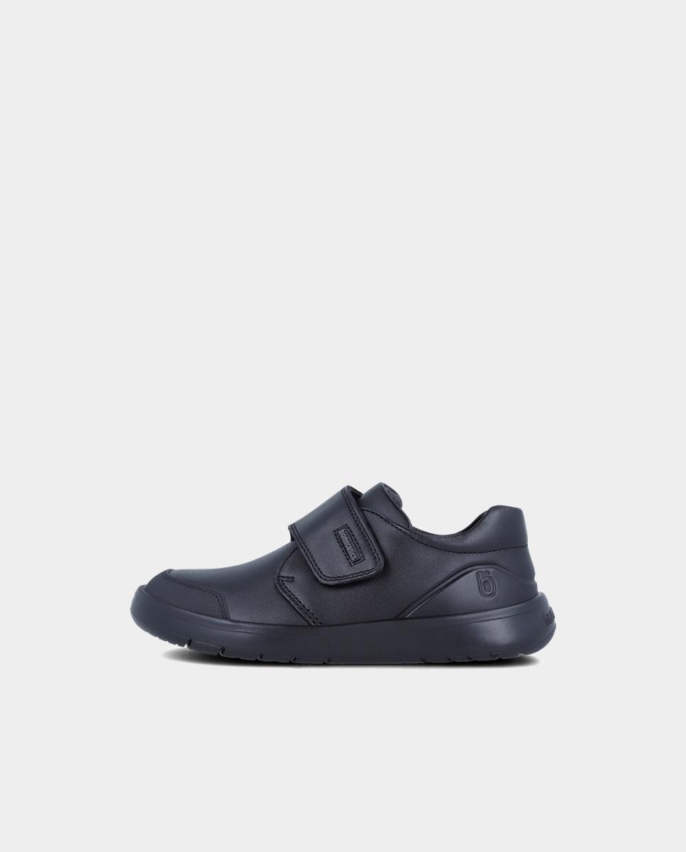 Sapatos de Cordões Infantil em Pele Respeitosos com o Crescimento Natural Do Pé Biomecanics Preto-5