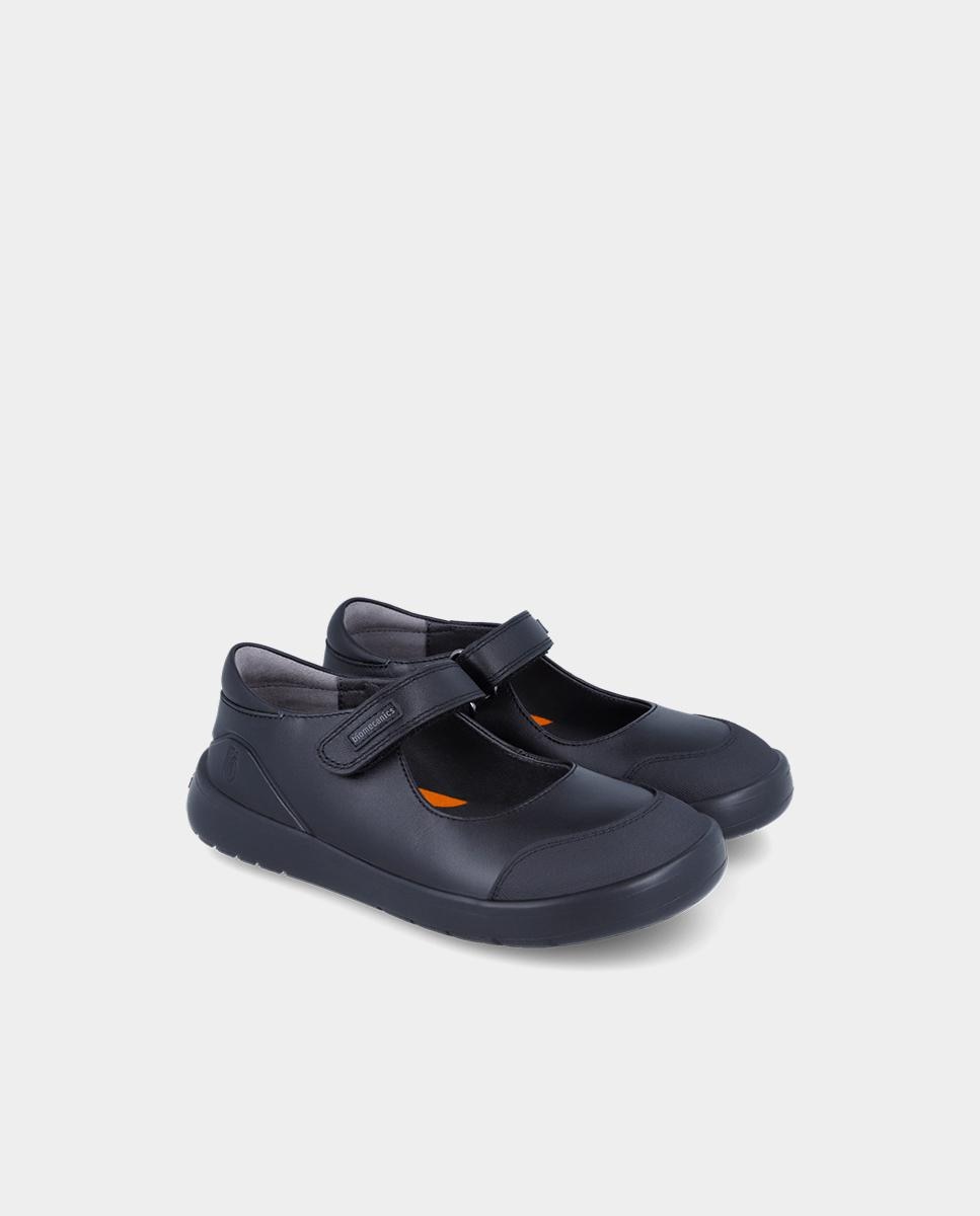 Sapatos de Cordões Infantil em Pele Respeitosos com o Crescimento Natural Do Pé Biomecanics Preto-2