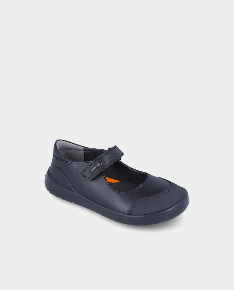 Sapatos de Cordões Infantil em Pele Respeitosos com o Crescimento Natural Do Pé Biomecanics Preto-4