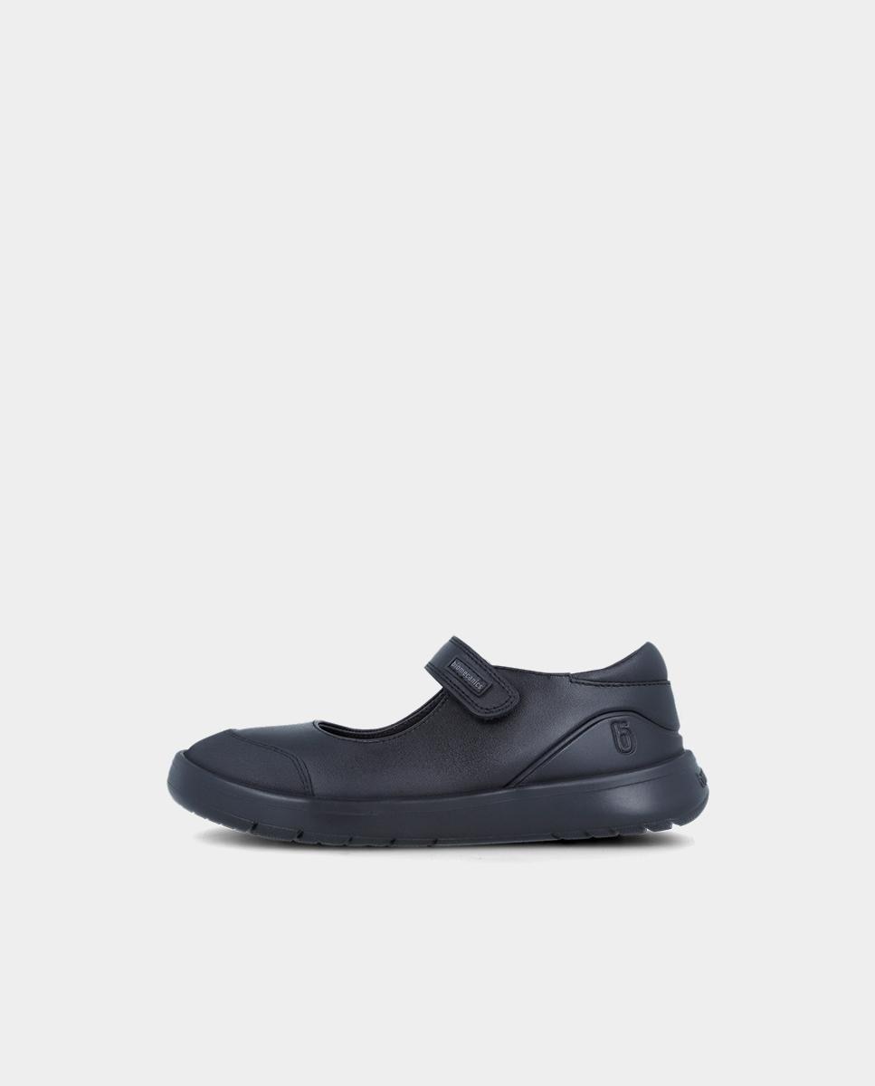 Sapatos de Cordões Infantil em Pele Respeitosos com o Crescimento Natural Do Pé Biomecanics Preto-5
