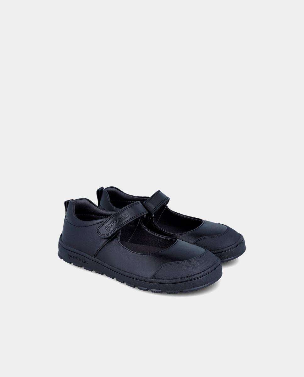 Sapatos de Presilha Infantil Colegiais de Pele e Respeitosos com o Crescimento Natural Do Pé Garvalín Preto-2