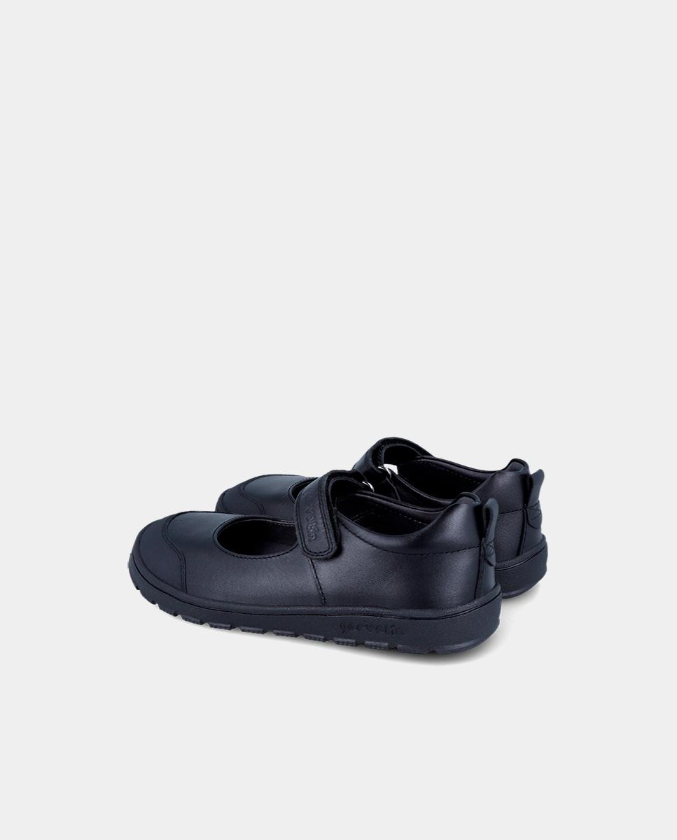 Sapatos de Presilha Infantil Colegiais de Pele e Respeitosos com o Crescimento Natural Do Pé Garvalín Preto-5