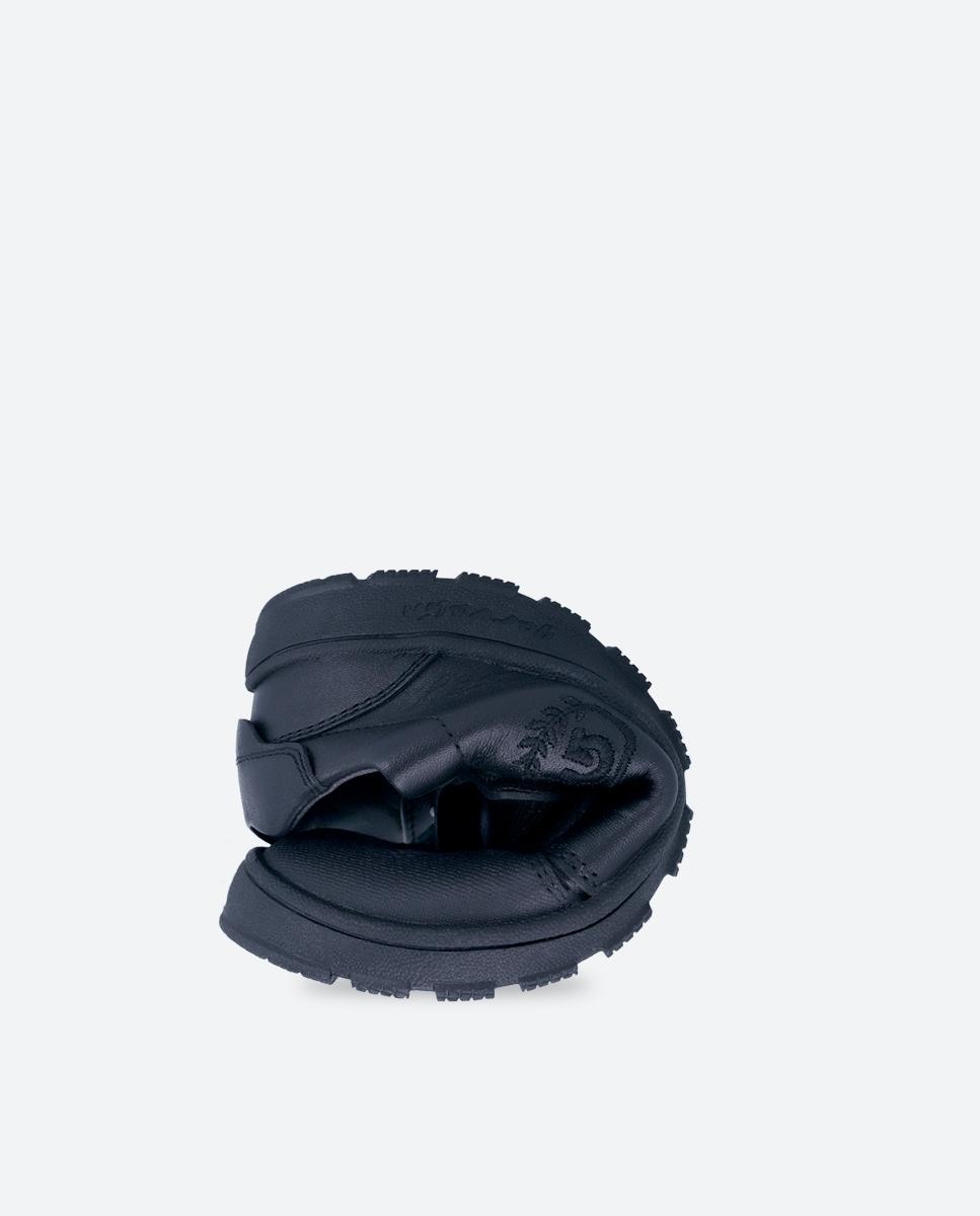 Bluchers Infantil Colegiais de Pele Respeitosos com o Crescimento Natural Do Pé Garvalín Preto-3