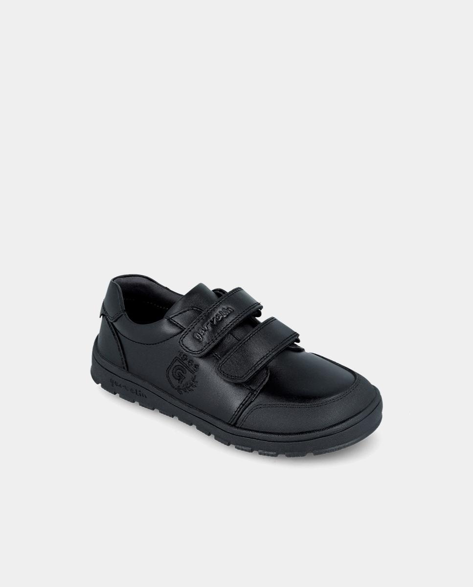 Bluchers Infantil Colegiais de Pele Respeitosos com o Crescimento Natural Do Pé Garvalín Preto-4