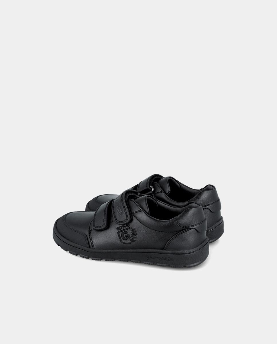 Bluchers Infantil Colegiais de Pele Respeitosos com o Crescimento Natural Do Pé Garvalín Preto-5