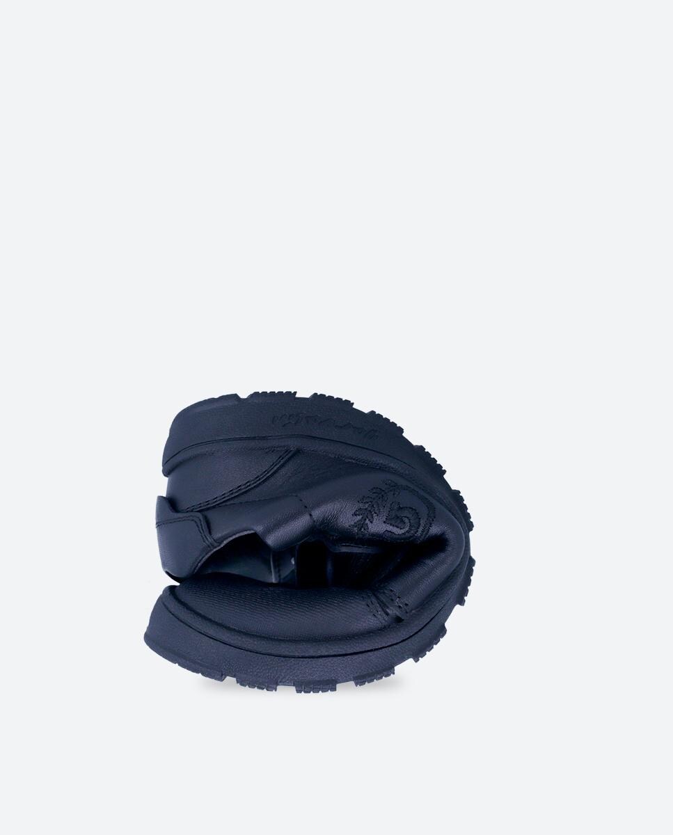 Sapatos de Colégio Infantil de Pele Respeitadores do Crescimento Natural do Pé Azul-marinho-3