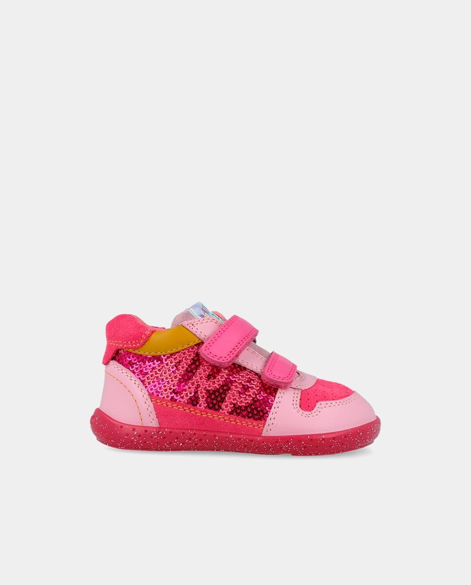 Imagem 0 de Sapatilhas de Pele Infantil com Lantejoulas e Respeitadoras Do Crescimento Do Pé Barefoot