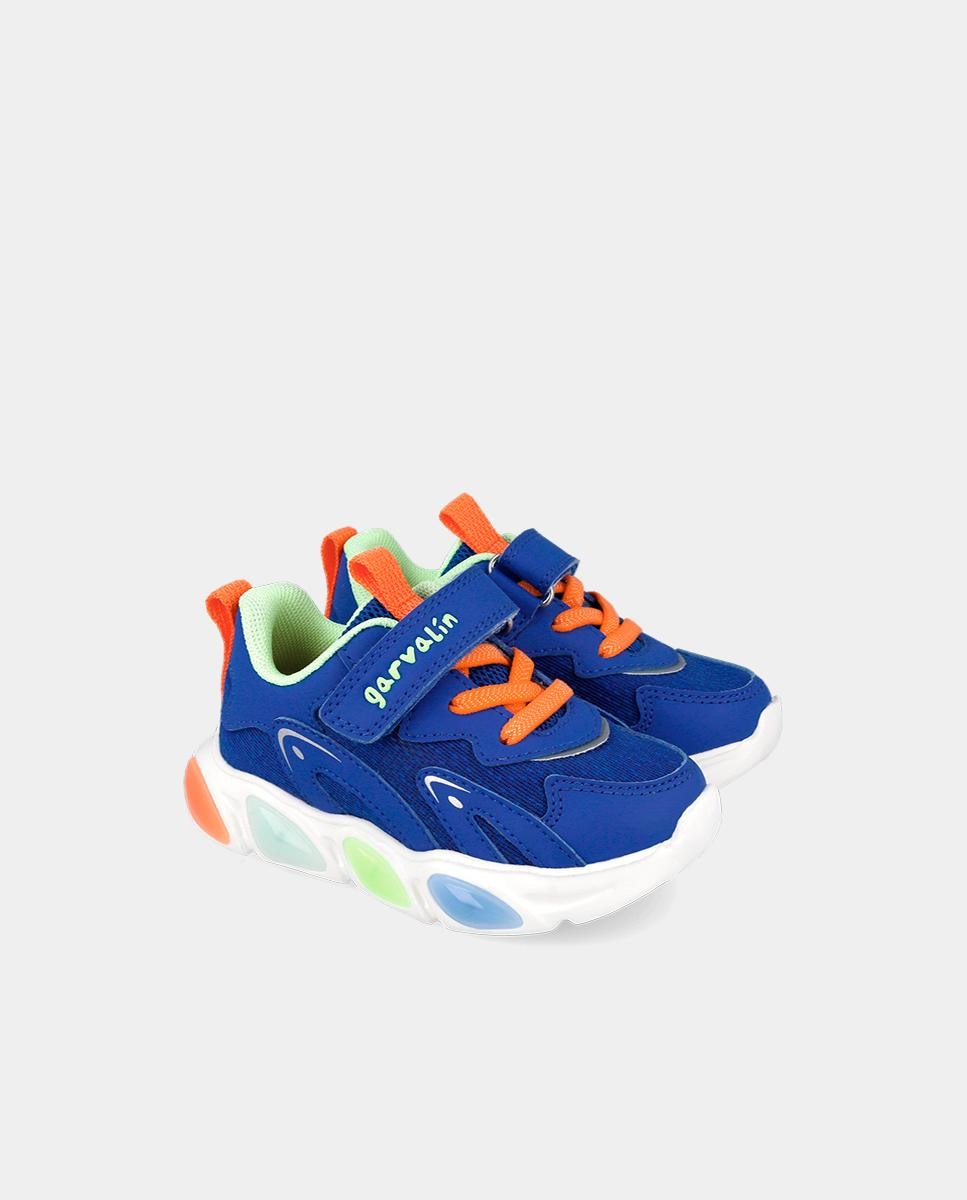 Sapatilhas Desportivas Infantil com Luzes e Atacadores-velcro Garvalín Azul-2
