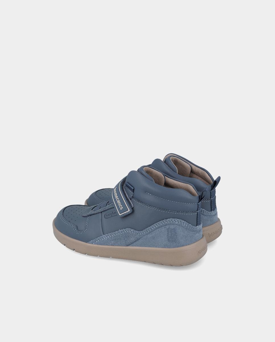 Botins Casual em Pele com Biqueira Espaçosa Azul-5