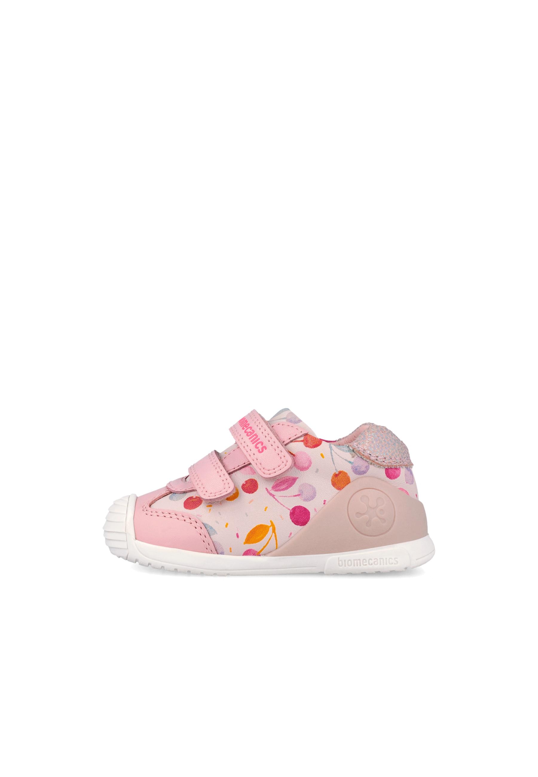 Sapatilhas de Pele para Bebés Estampadas com Velcro Biomecanics Rosa-1