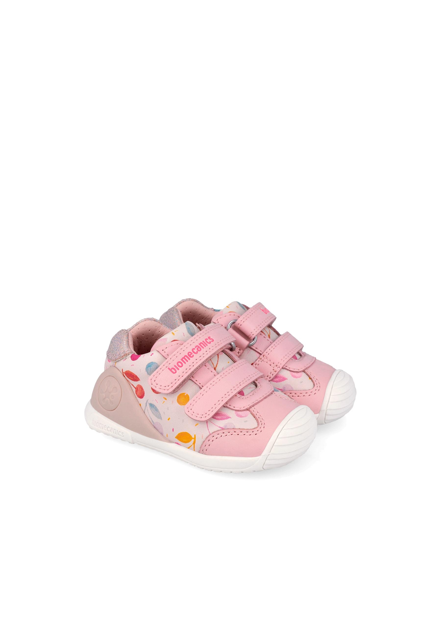 Sapatilhas de Pele para Bebés Estampadas com Velcro Biomecanics Rosa-2