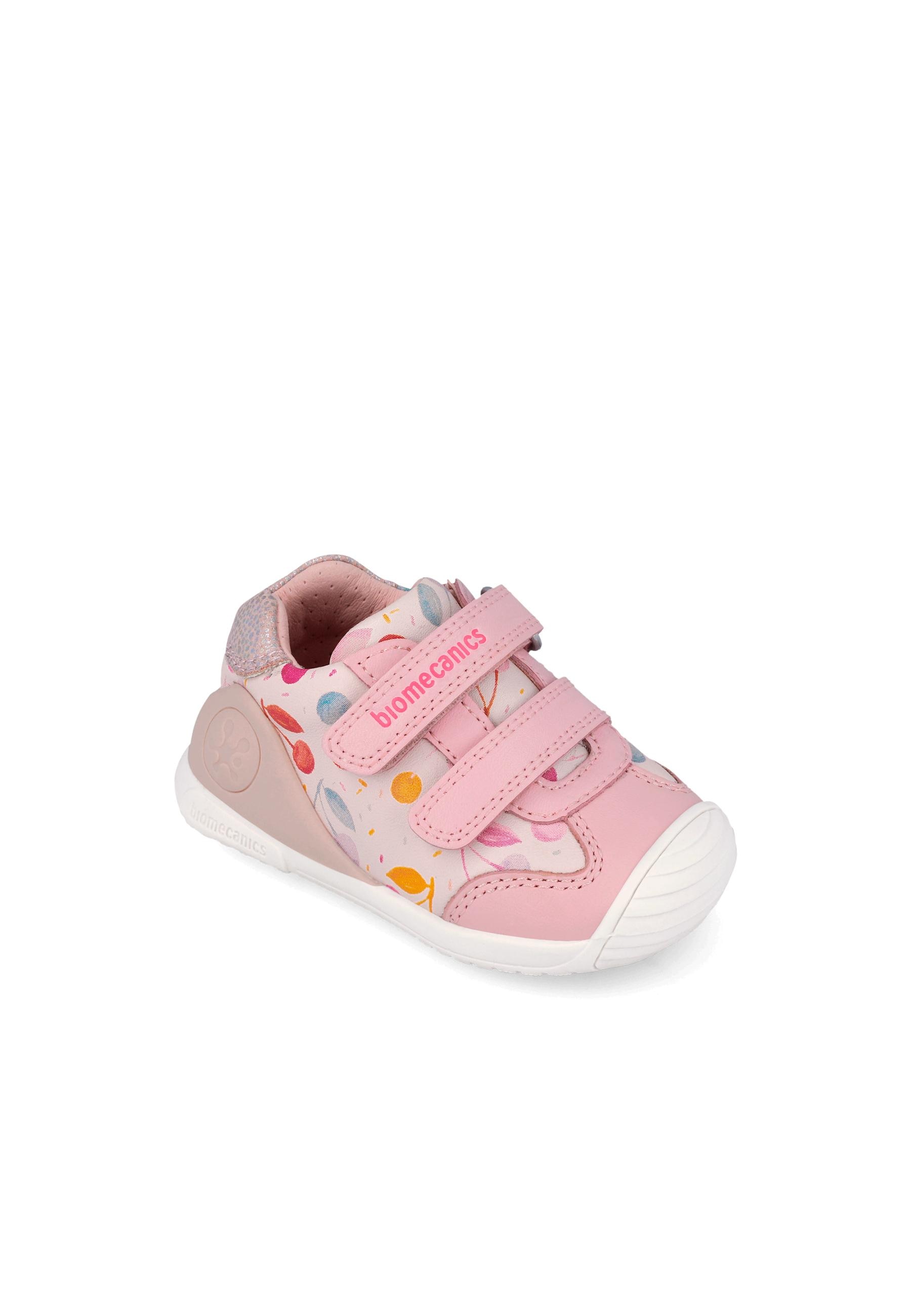 Sapatilhas de Pele para Bebés Estampadas com Velcro Biomecanics Rosa-4