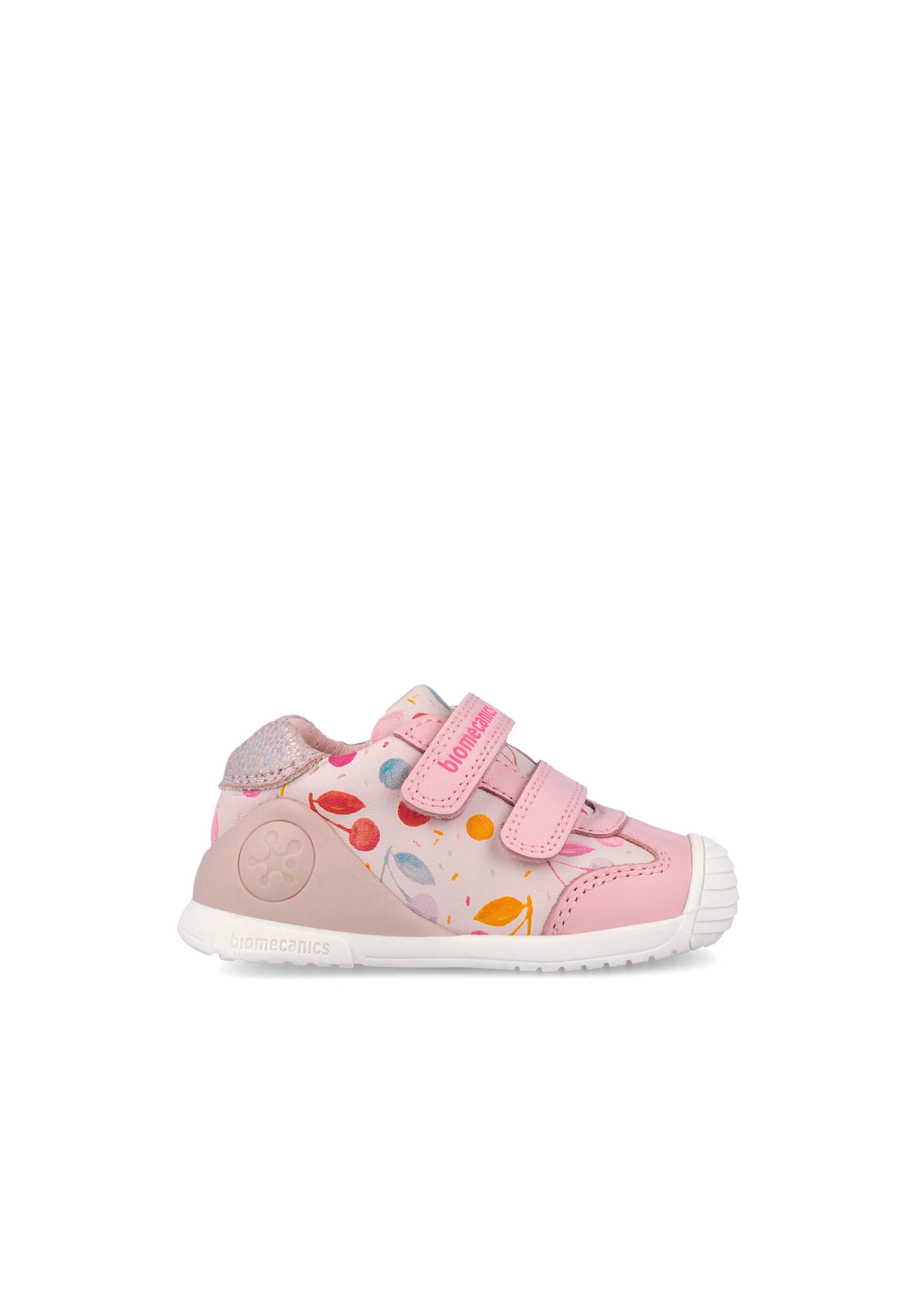 Sapatilhas de Pele para Bebés Estampadas com Velcro Biomecanics Rosa-5