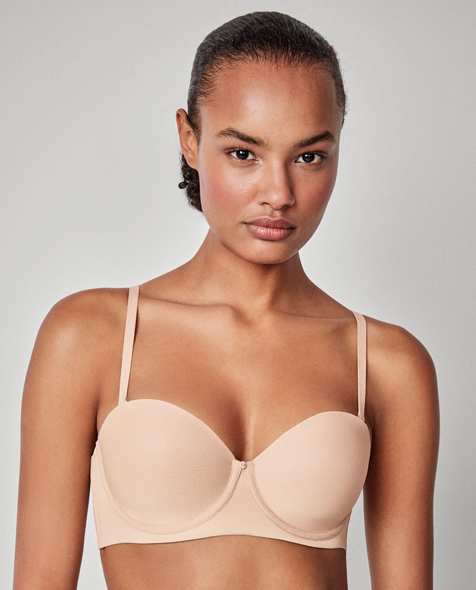 Soutien Básico com Aro e Alças Multiposições Bege-1