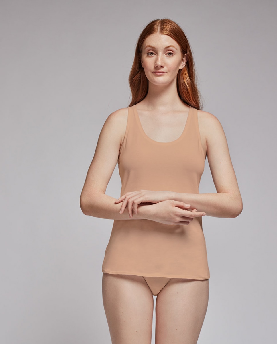 T-shirt Interior com Algodão Orgânico de Alças Nude-4